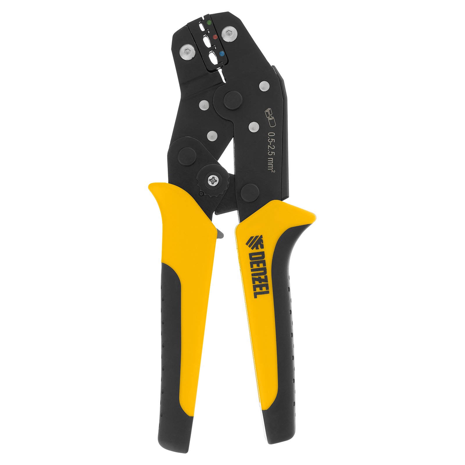 Клещи для обжима изолир. наконечников НКИ и НВИ, разъемов РПИ, гильз ГСИ, 0,5 — 2,5 мм2 Denzel