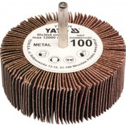 Круг лепестковый торцевой 80х30х6мм  Р80 "Yato"