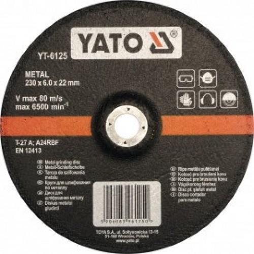 Круг для шлифования металла 180х6,8х22мм "Yato"