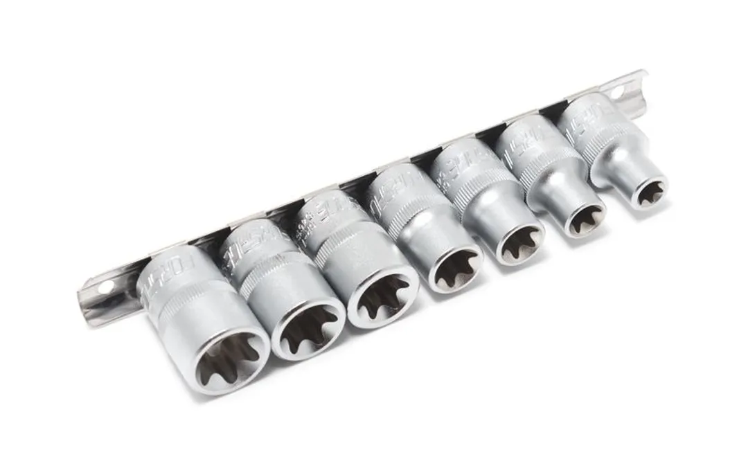 Набор головок Е-профиль 7пр. 1/2»(E10,E12,E14,E16,E18,E20,E22), на планке
