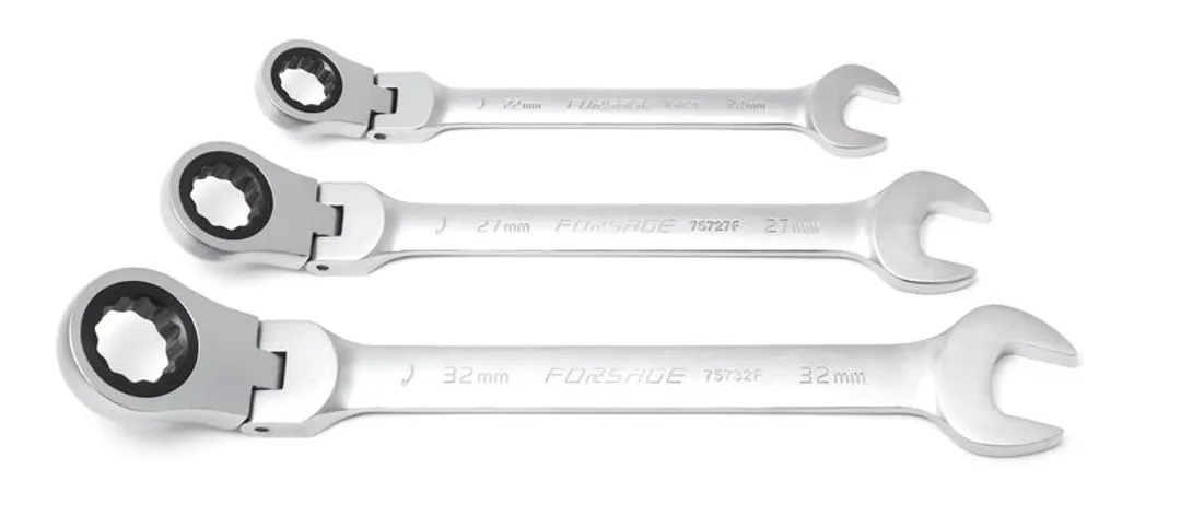 Ключ комбинированный трещоточный с шарниром 27мм