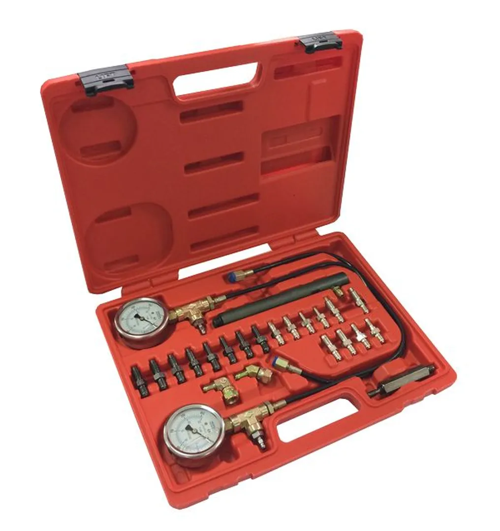 Тестер давления в тормозных и гидравлических системах универсальный с комплектом адаптеров, в кейсе