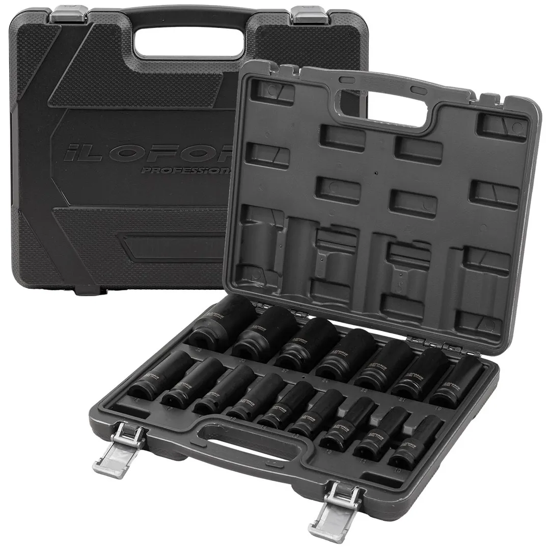 Набор головок ударных глубоких 16пр. 1/2» (6-гр.)(10-19,21,22,24,27,30,32мм)в кейсе