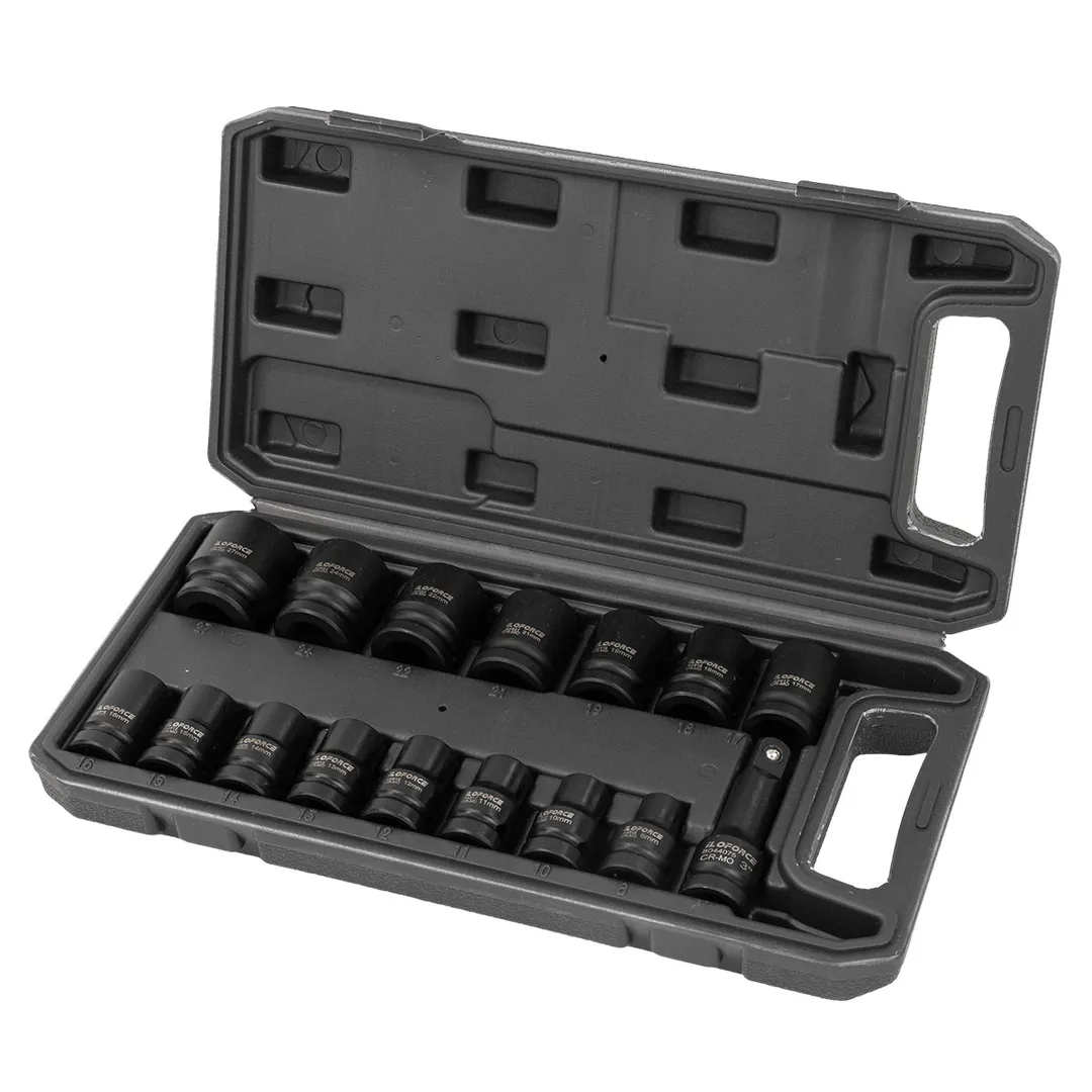 Набор головок 16пр.1/2»( 6гр) (8-10-11-12-13-14-15-16-17-18-19-21-22-24-27)+удлинитель 75мм)в кейсе