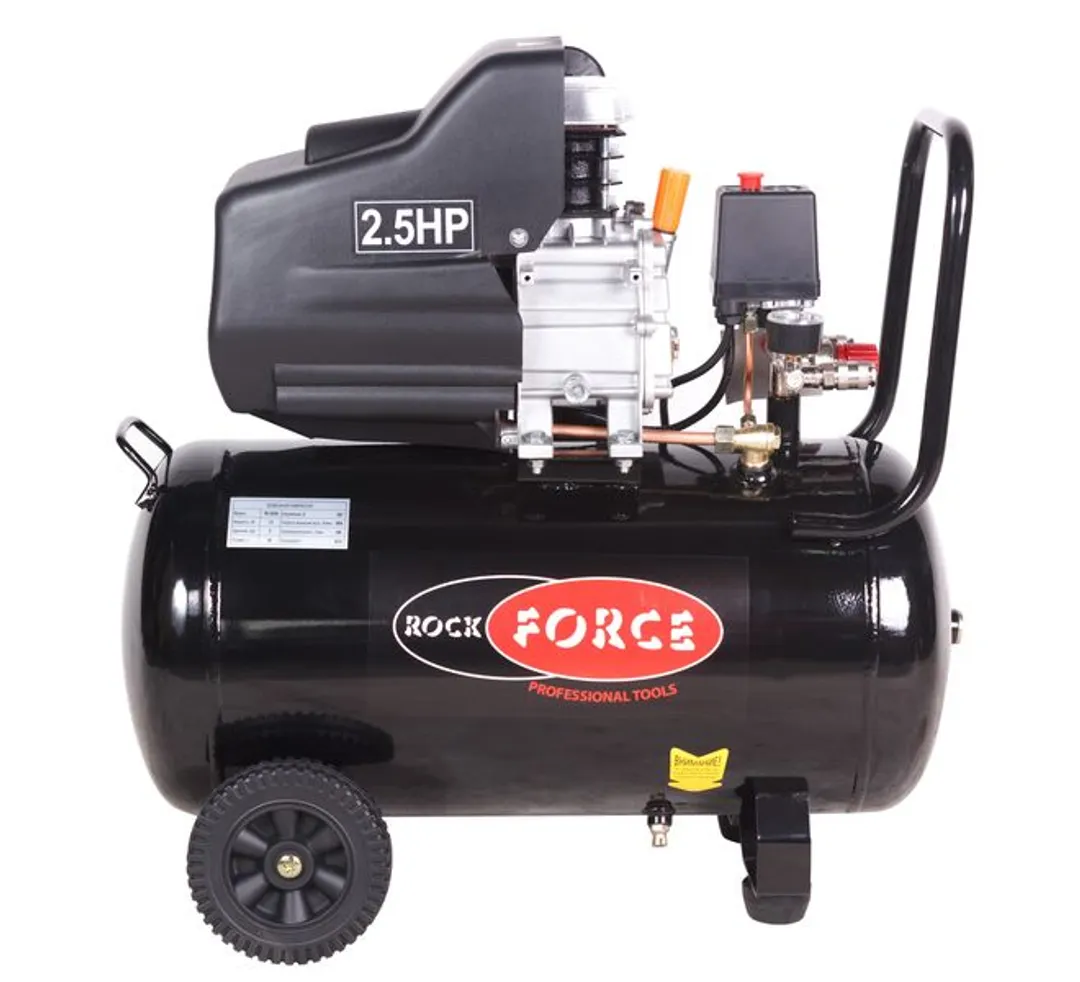 Компрессор поршневой с прямым приводом (1.86 кВт, 8 бар, ресивер 50л, 206л/м, 2850 об/мин, 220В, медная обмотка электродвигателя)