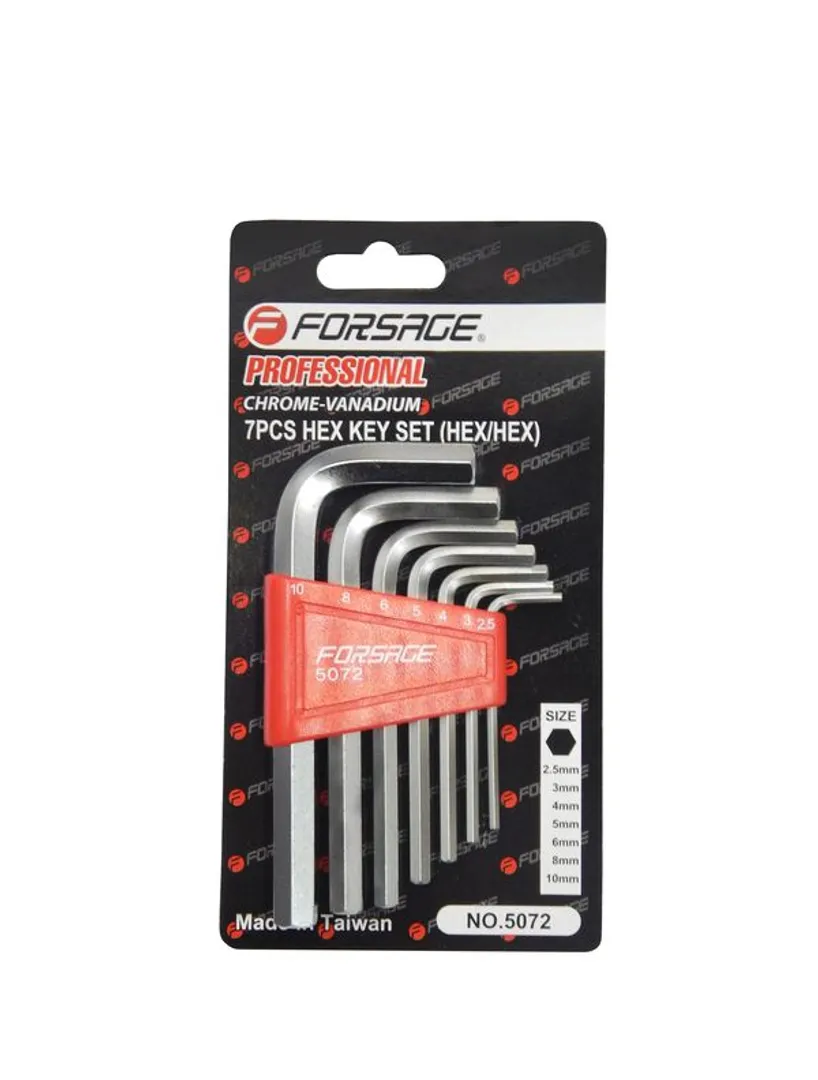 Набор ключей Г-образных 6-гранных 7пр.(2.5, 3-6, 8, 10мм) в пластиковом держателе