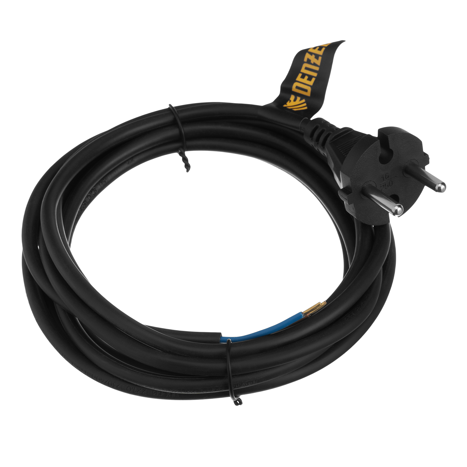 Шнур сетевой Energy Series, ПВС, 3 м, 2 x 1 мм, с неразборной вилкой, черный, Denzel