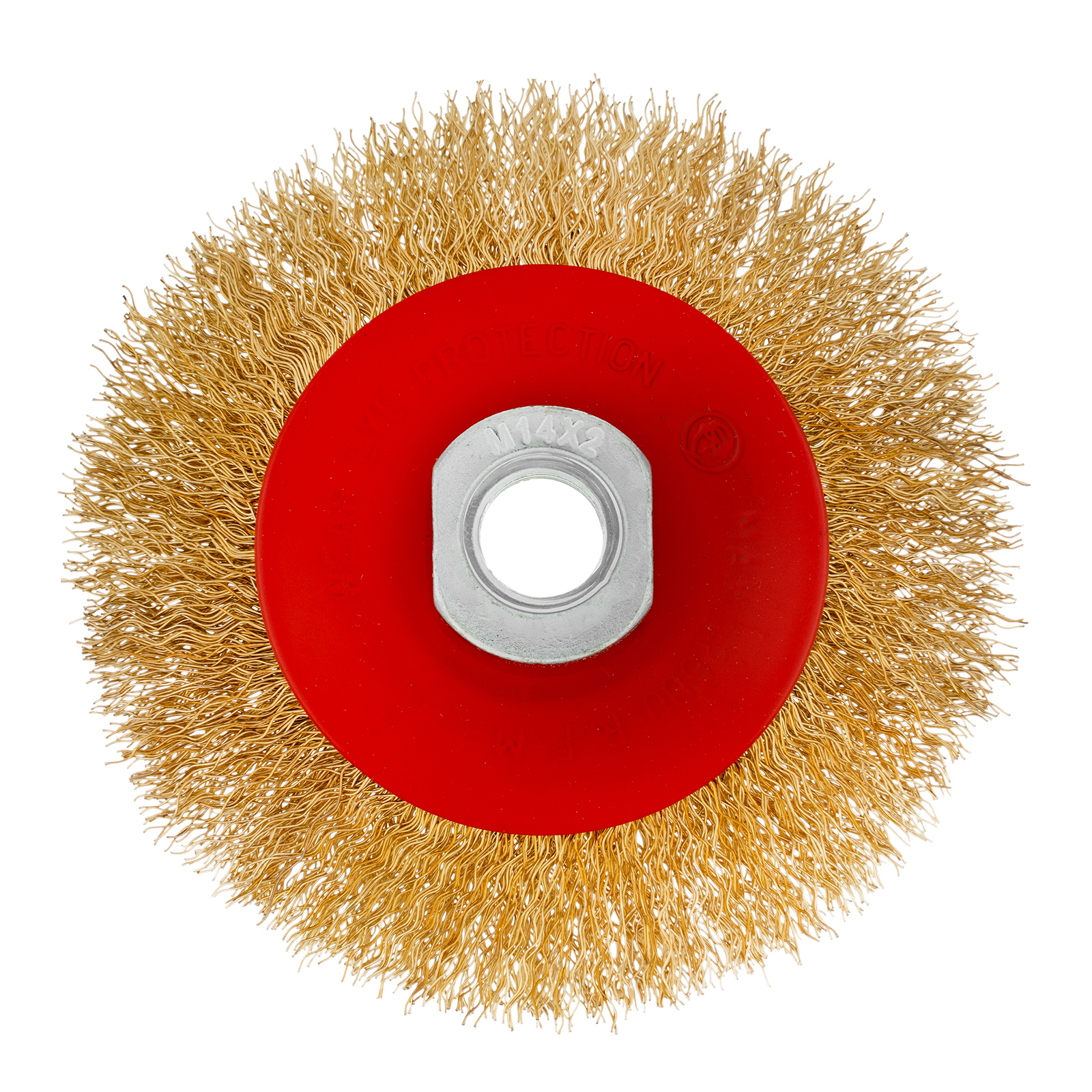 Щетка для УШМ, 100 мм, М14, «тарелка», латунированная витая проволока Matrix