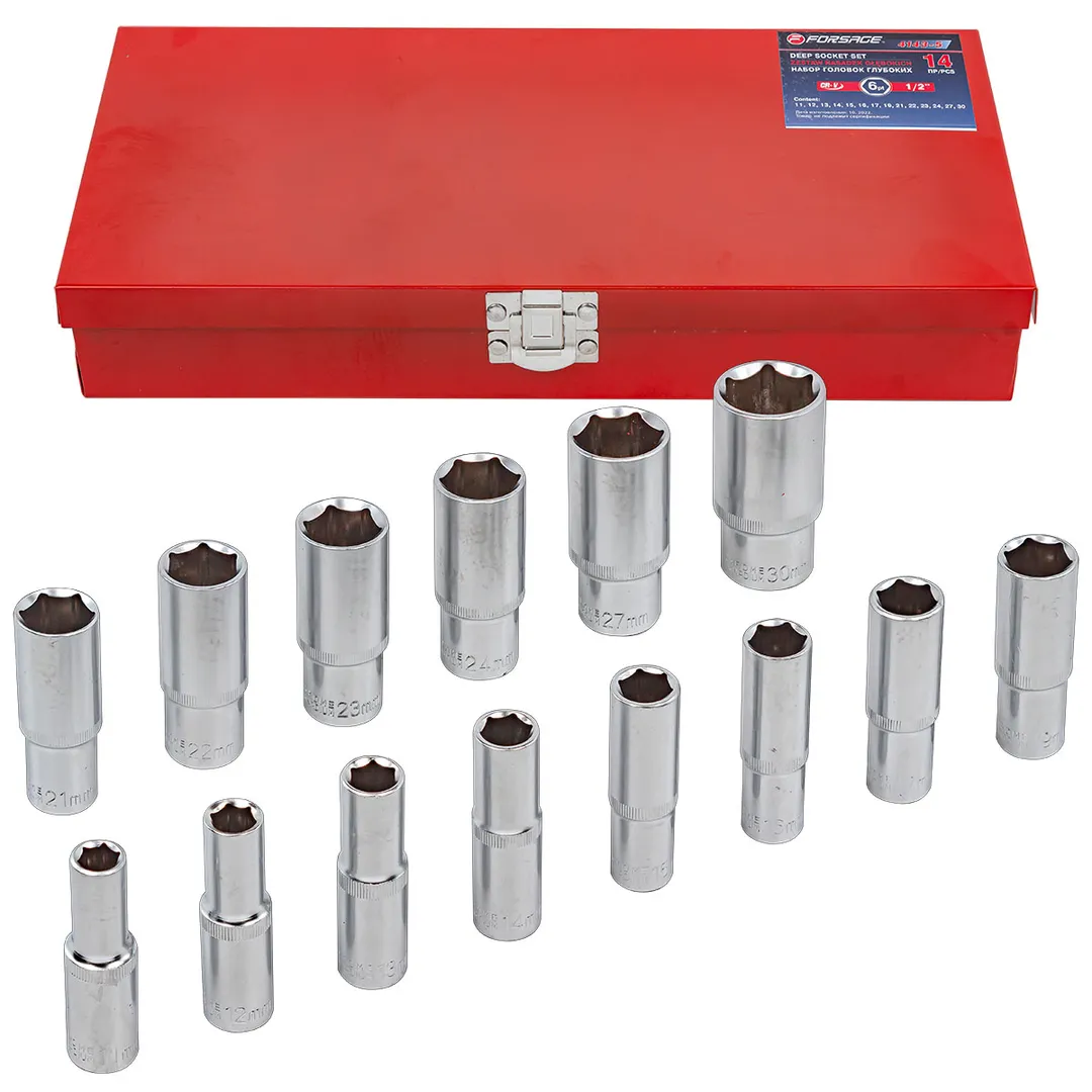 Набор головок глубоких 6-гр. 1/2»14пр.(11-17,19,21-24,27,30) в метал.кейсе