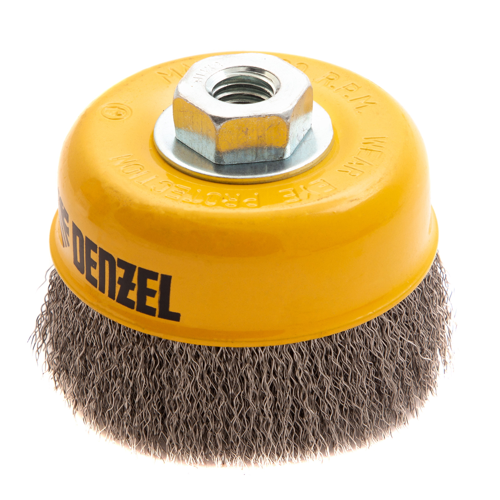 Щетка для УШМ, 100 мм, «Чашка», витая нержавеющая проволока 0.3 мм, М14 Denzel
