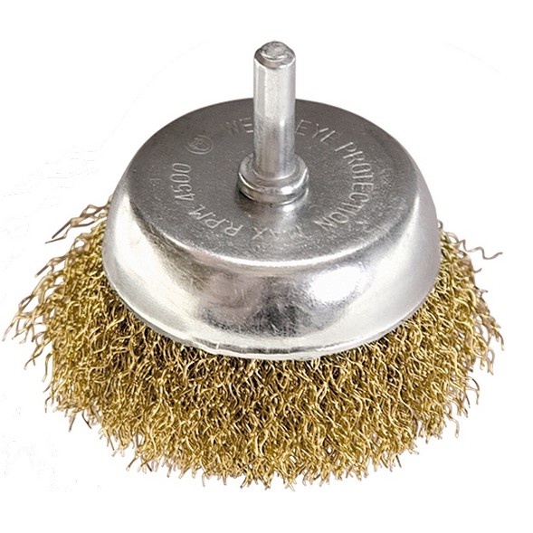 Щетка для дрели, 50 мм, «чашка» со шпилькой, латунированная витая проволока Matrix