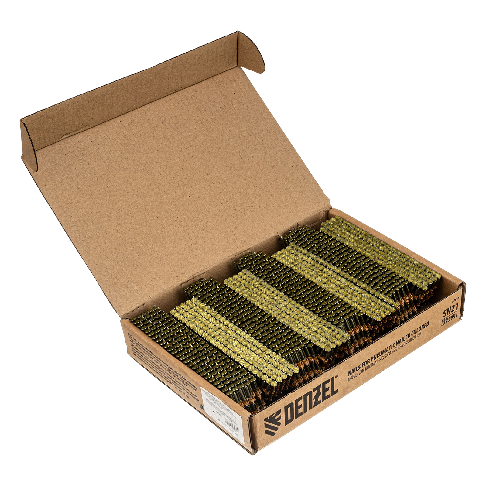 Гвозди для пнев. нейлера (крашен.) длина — 50 мм, диам. — 2,9 мм, 2000 шт. Denzel