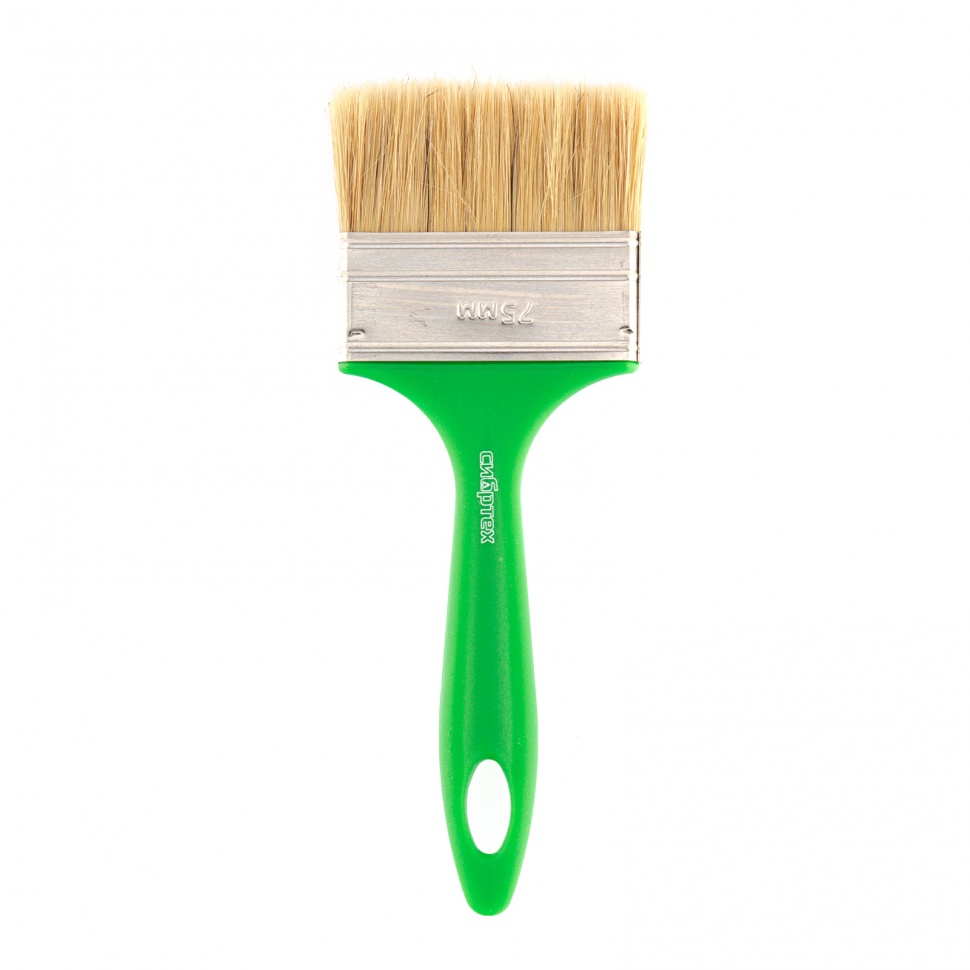 Кисть флейцевая «Эксперт», 75 x 8, натуральная щетина, пластиковая ручка Сибртех