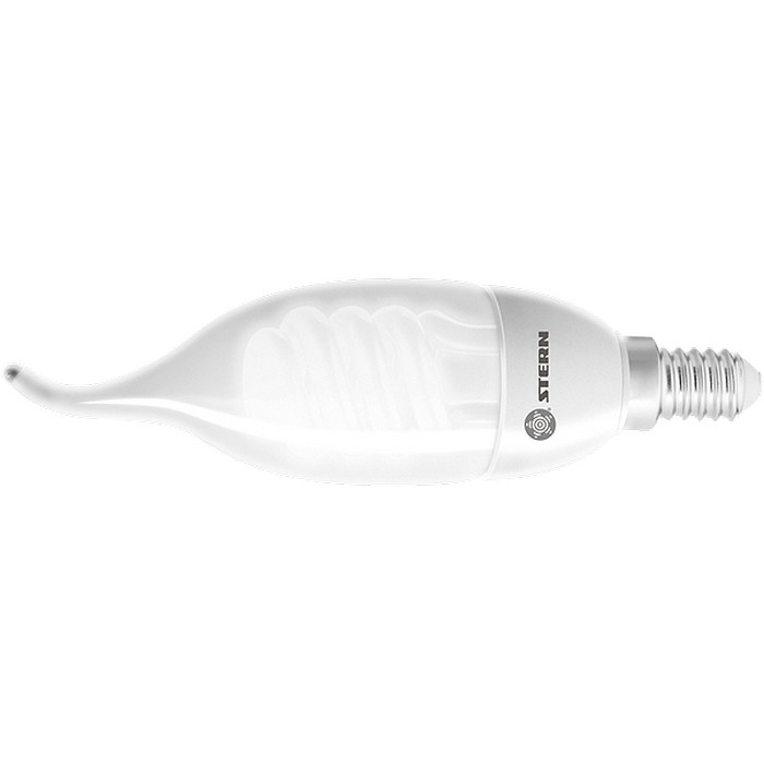 Лампа компактная люминесцентная «свеча на ветру», 9 W, 2700K, E14.8000ч Stern