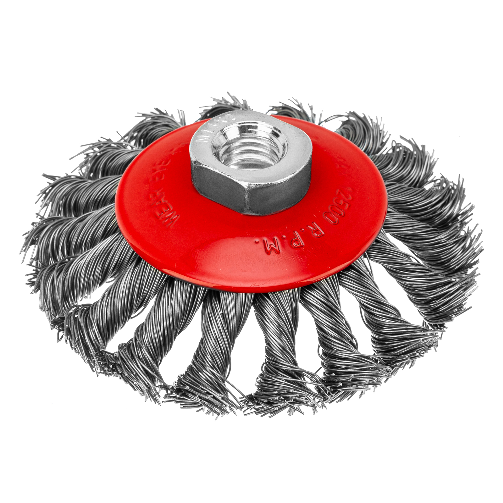 Щетка для УШМ, 100 мм, М14, «тарелка», крученая проволока 0.5 мм Matrix