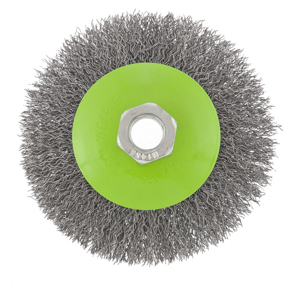Щетка для УШМ, 100 мм, М14, «тарелка», витая проволока Сибртех