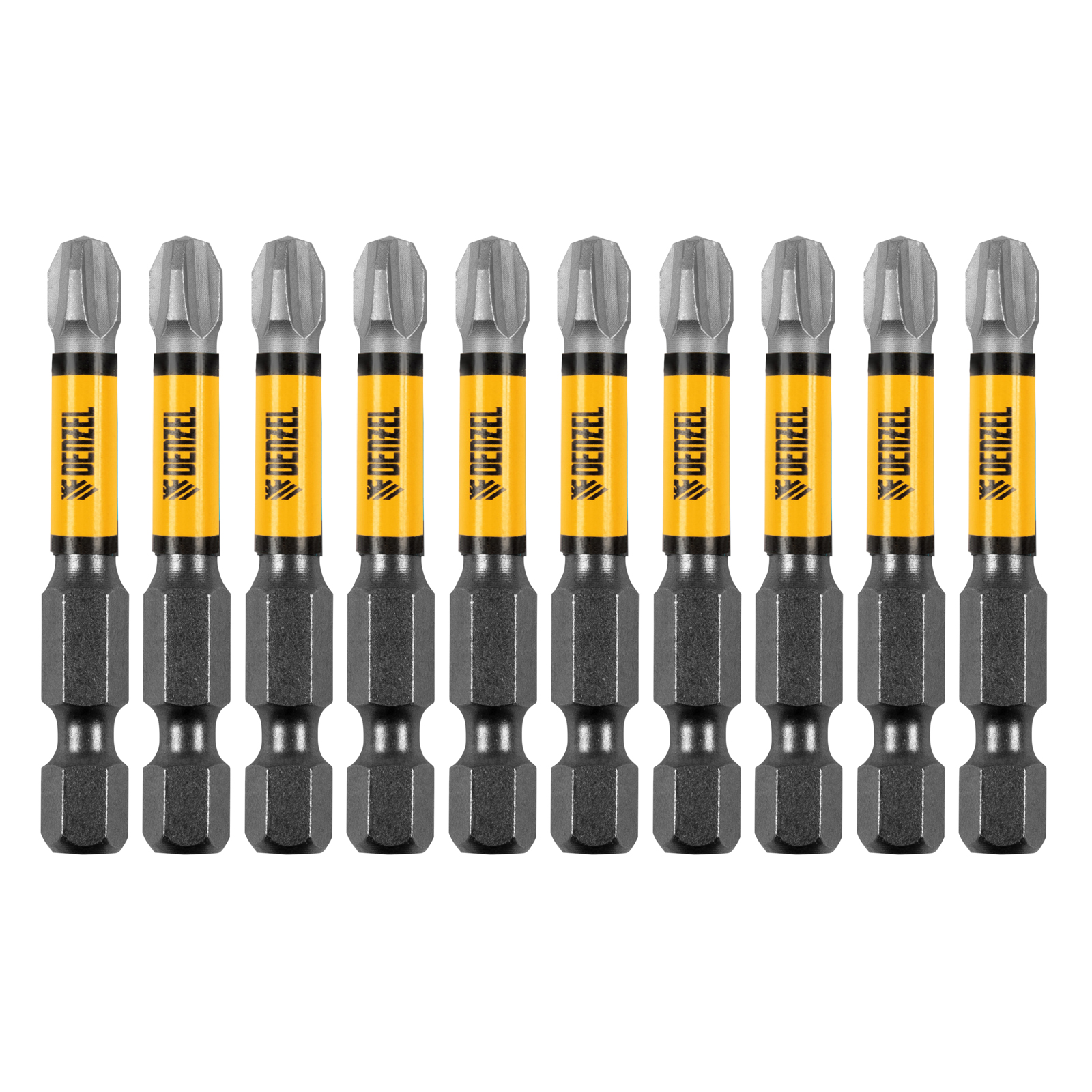 Бита IMPACT, PH3x50 мм, лазерная обработка шлица, сталь S2, 10 шт., Е 6,3 Denzel