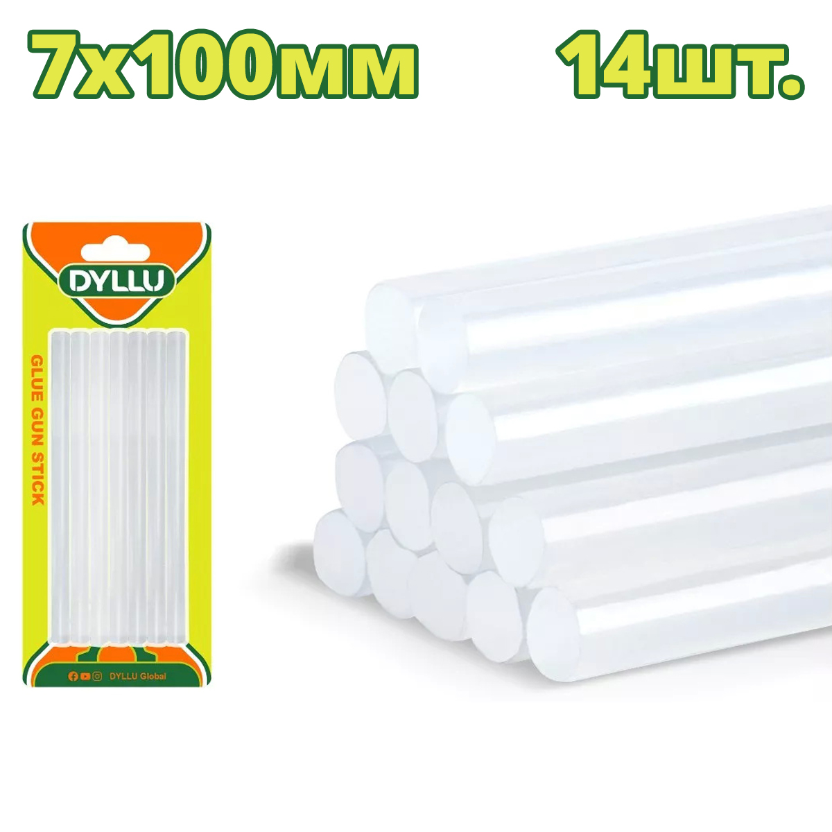 Клеевые стержни 7×100 мм DYLLU DTGJ3510 (14 шт)