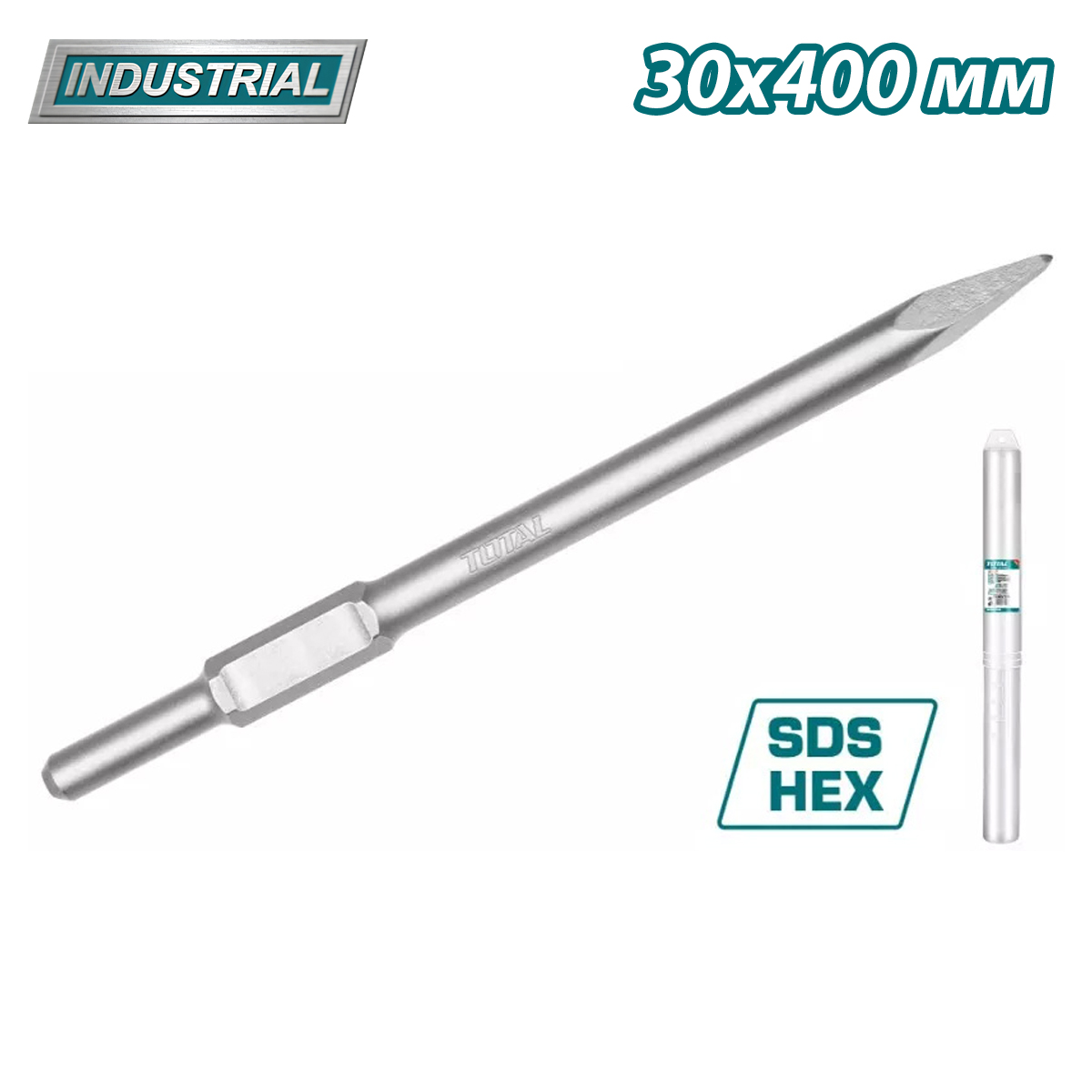 Зубило пиковое SDS-hex 30×400 мм TOTAL TAC15333011