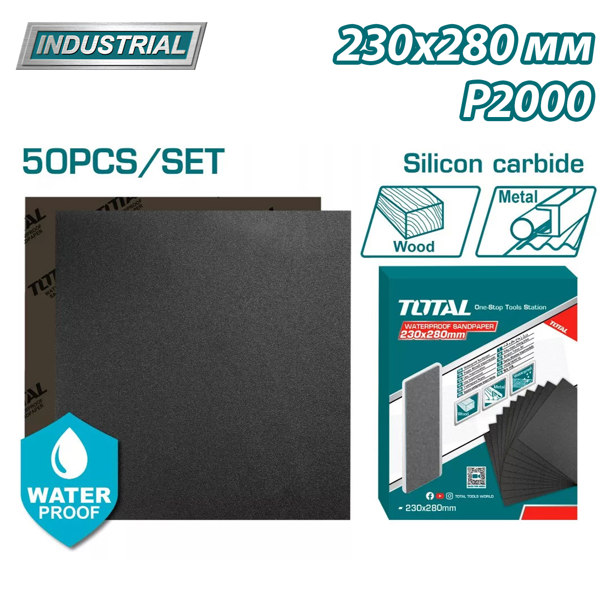 Бумага наждачная водостойкая 230×280 мм P2000 TOTAL TAC200016