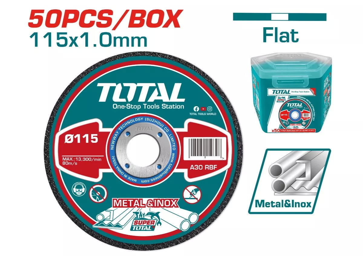 Круг отрезной 115×1,0x22,2 мм по нержавеющей стали TOTAL TAC20111550 (50шт)