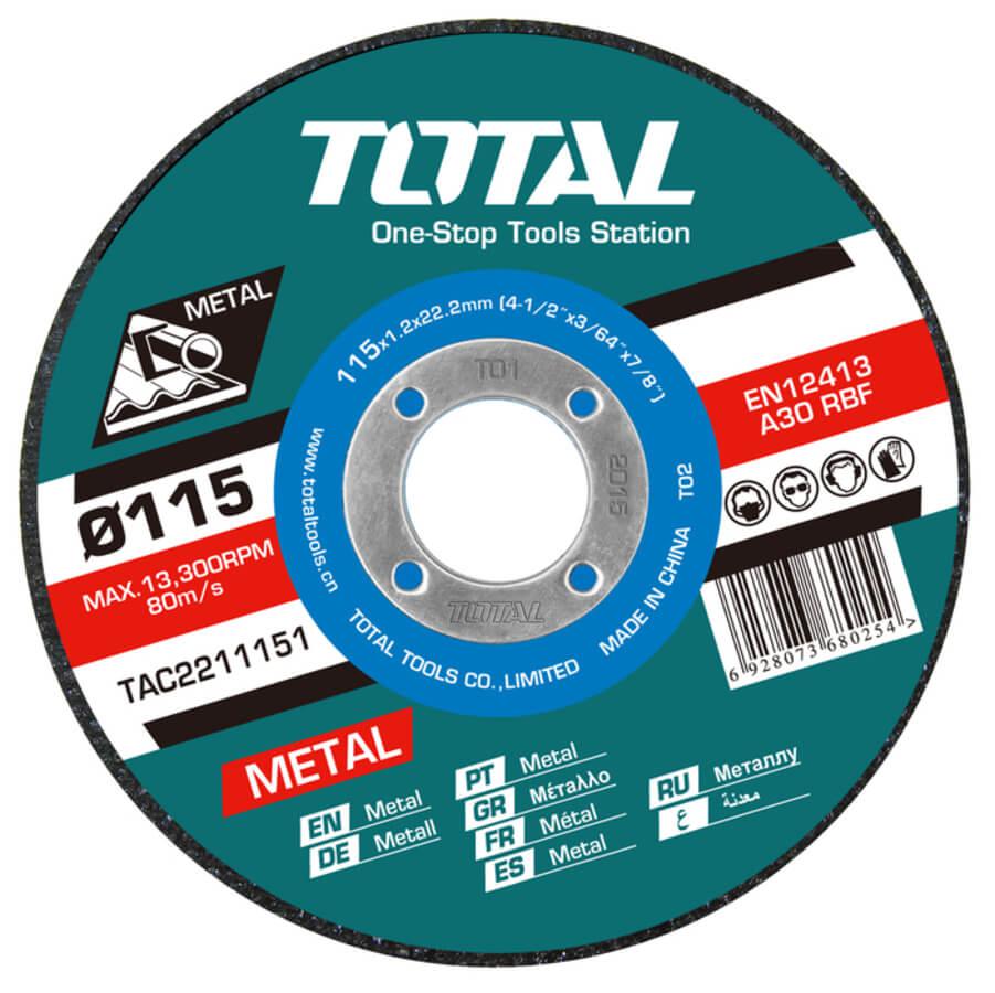 Круг отрезной 115×1,2×22,2 мм по металлу TOTAL TAC2211155 (10 шт)