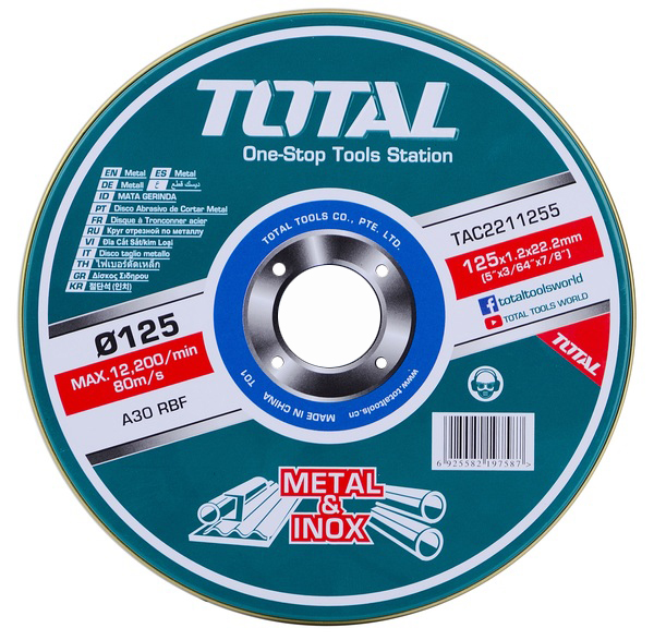 Круг отрезной 125×1,2×22,2 мм по металлу TOTAL TAC2211255 (10 шт)