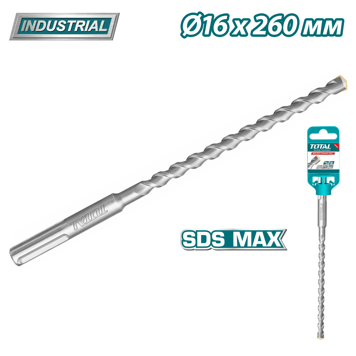 Бур SDS-MAX 16×260мм TOTAL TAC321607