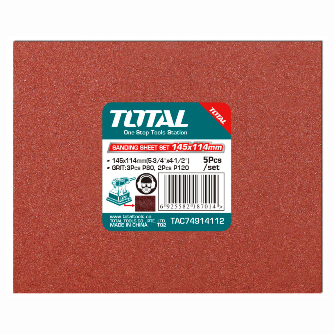 Шлифлисты 145×114 мм P80, P120 TOTAL TAC74914112 (5 шт)