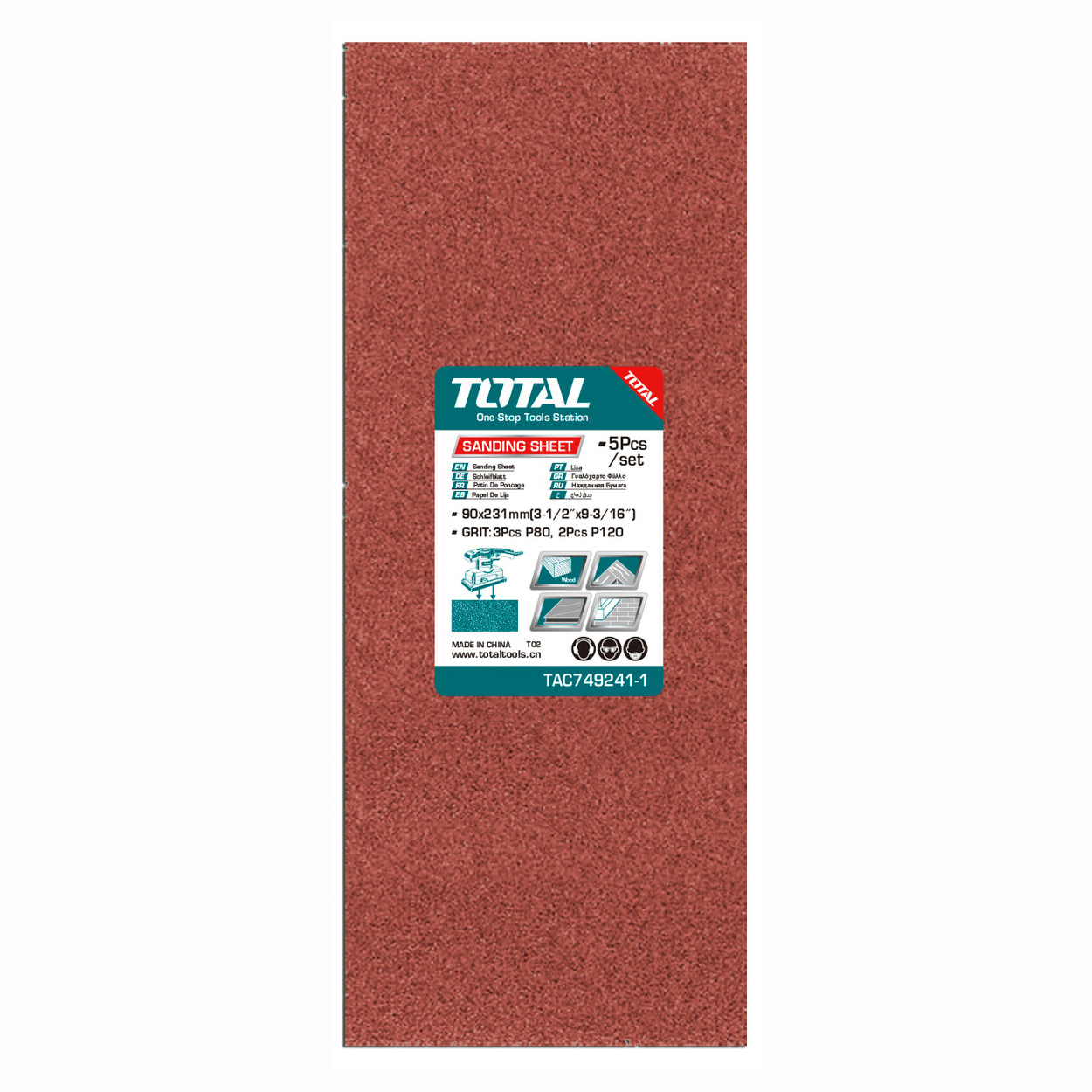 Шлифлисты 90×231 мм P80, P120 TOTAL TAC749241-1 (5 шт)