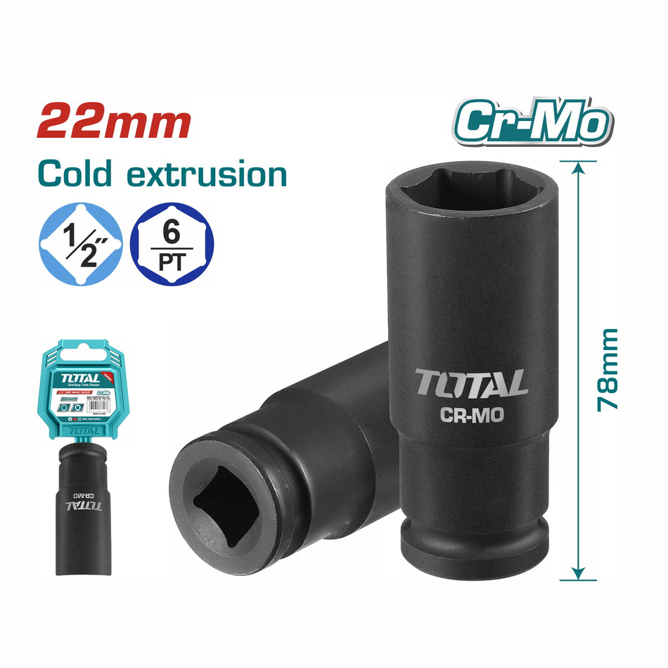 Торцевая головка удлиненная ударная 1/2 " 24 мм TOTAL THDIS12241L