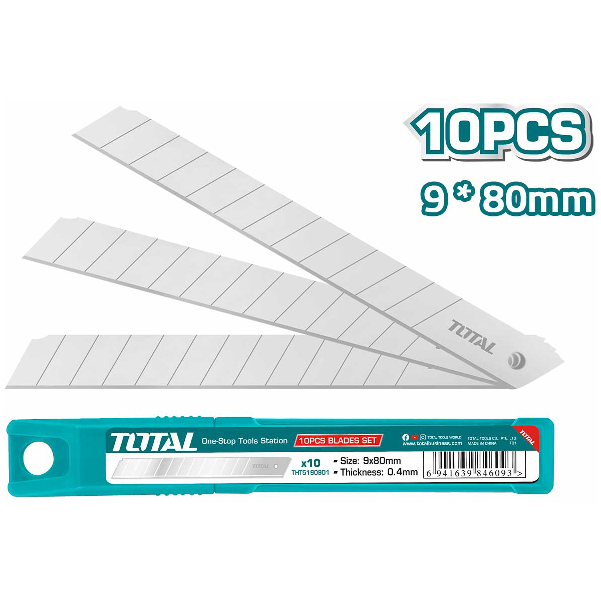 Лезвия 9×80 мм TOTAL THT5190901 (10 шт)