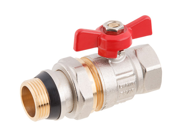 Кран шаровый 1/2″ нар.-вн. бабочка (со сгоном) PN40, AV Engineering