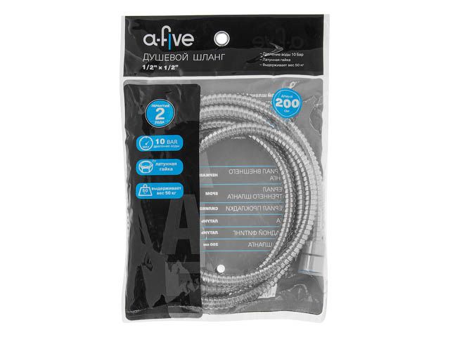 Шланг душевой, SUS/EPDM, 1/2″ г-г 200 см, хром, a-five