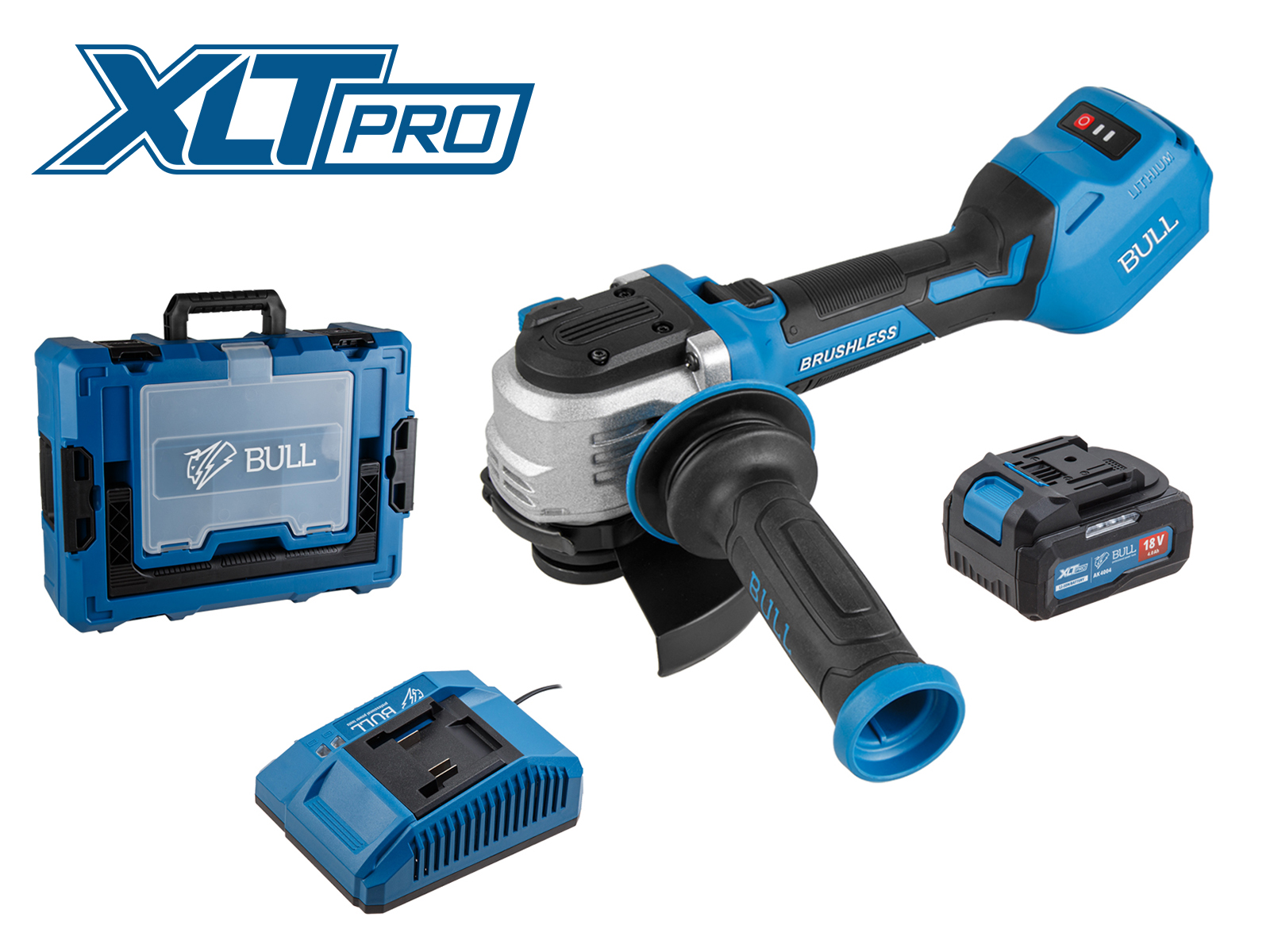 Аккум. углошлифмашина BULL CSG 1812-1 SR Xcase XLTpro 1×4 Ач БЕСЩЕТ, 125 мм, рег. об., 10 000 об/мин