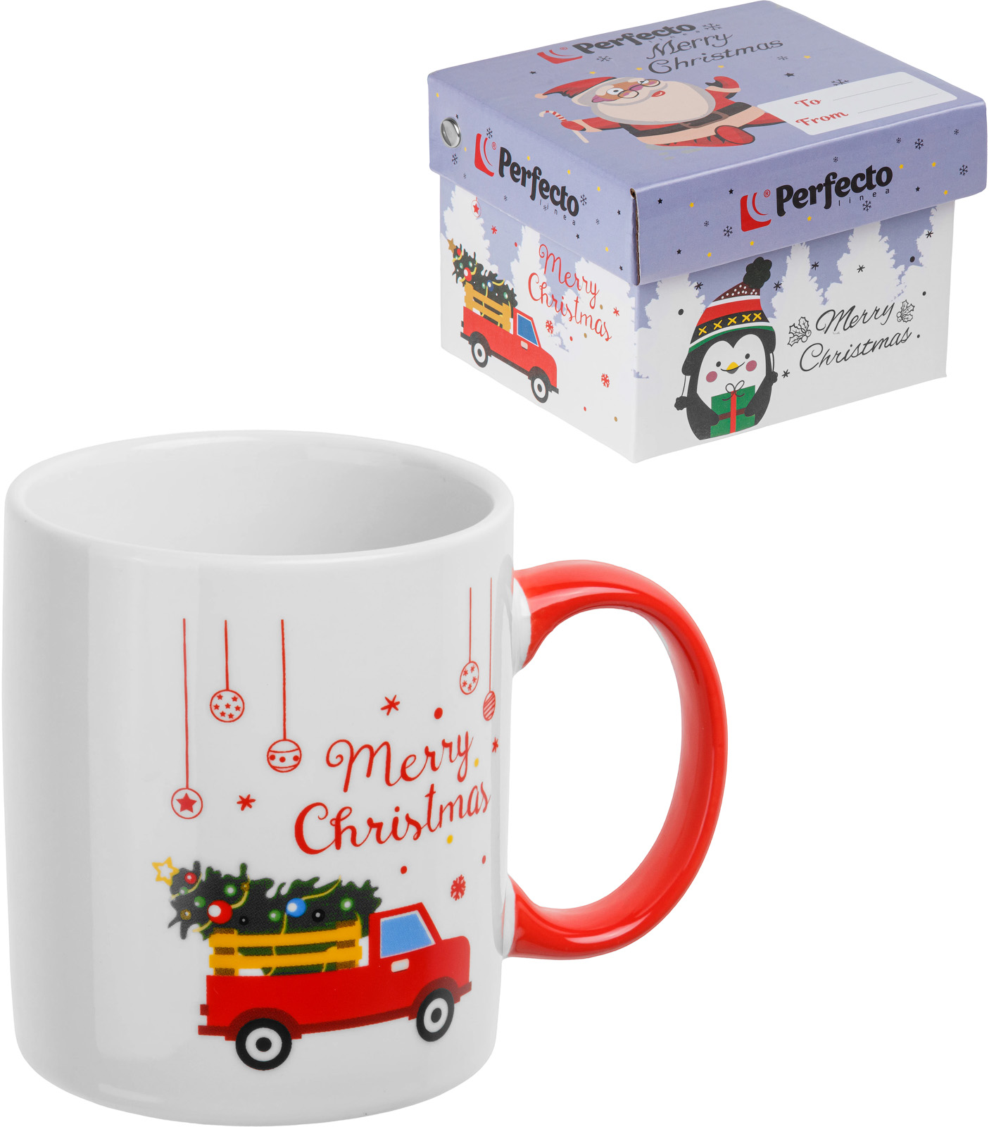 Кружка керамическая, в кор., 350 мл., MERRY CHRISTMAS-3, PERFECTO LINEA