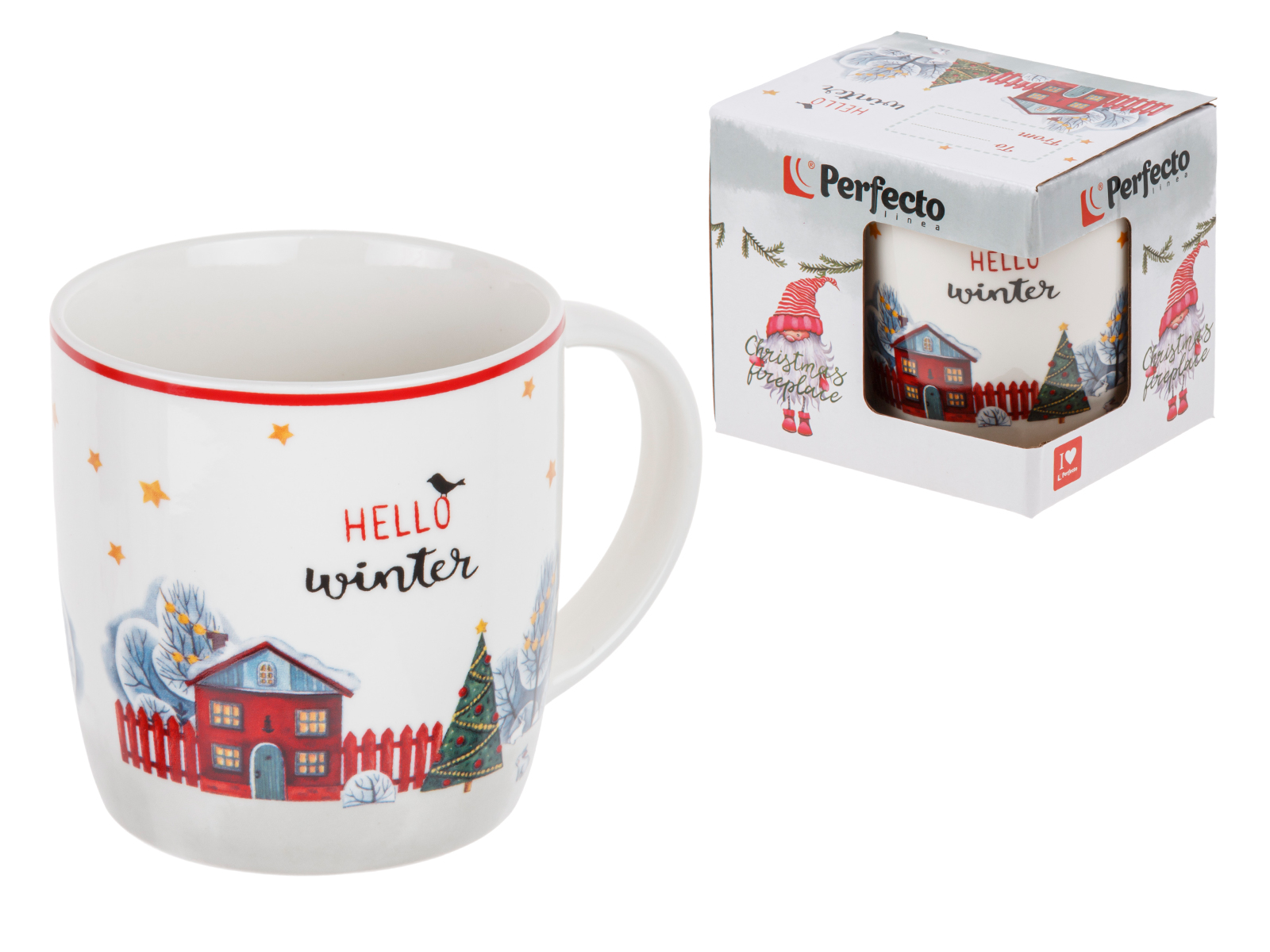 Кружка керамическая, в кор., 360 мл., WINTER TIME-3, PERFECTO LINEA