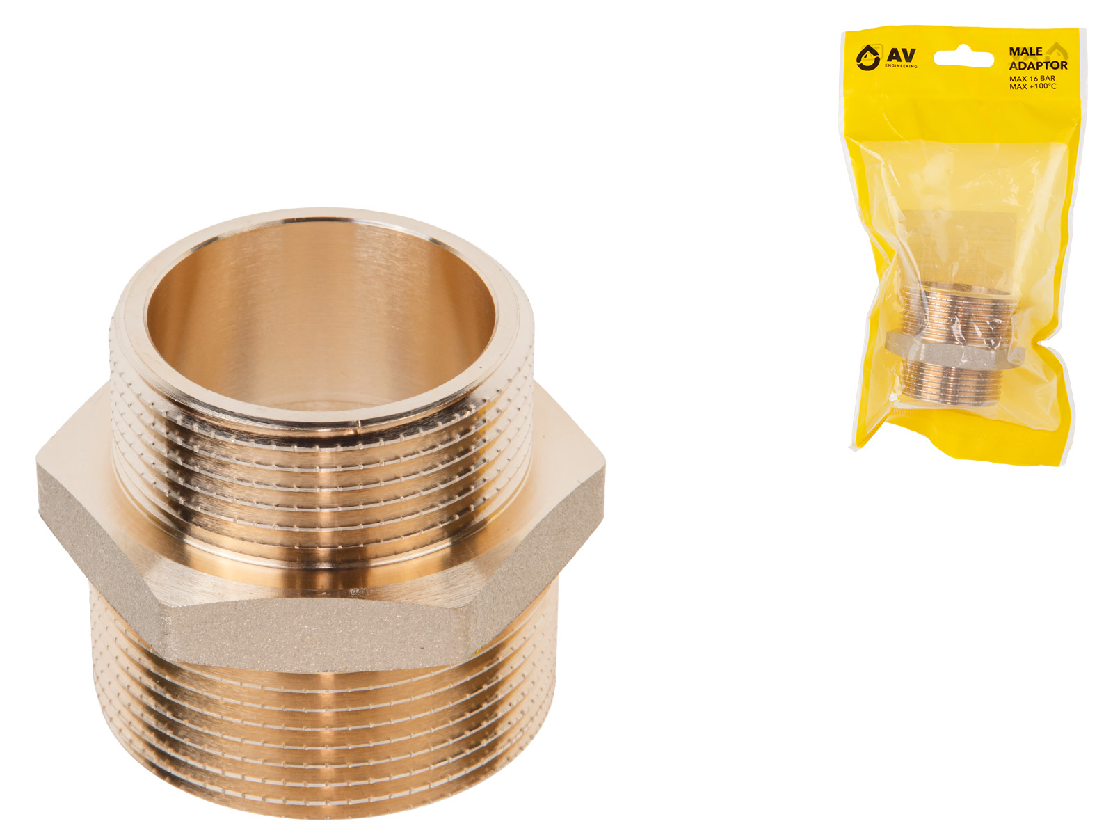 Ниппель ред. 1 1/2″ нар. х 1 1/4″ нар., AV Engineering (инд. упак.)