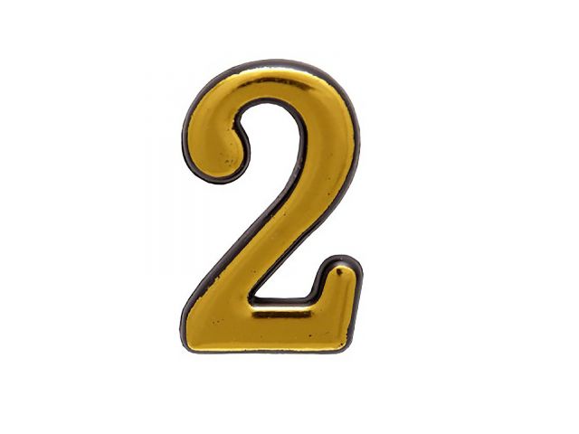 Цифра дверная АЛЛЮР пластик «2» золото