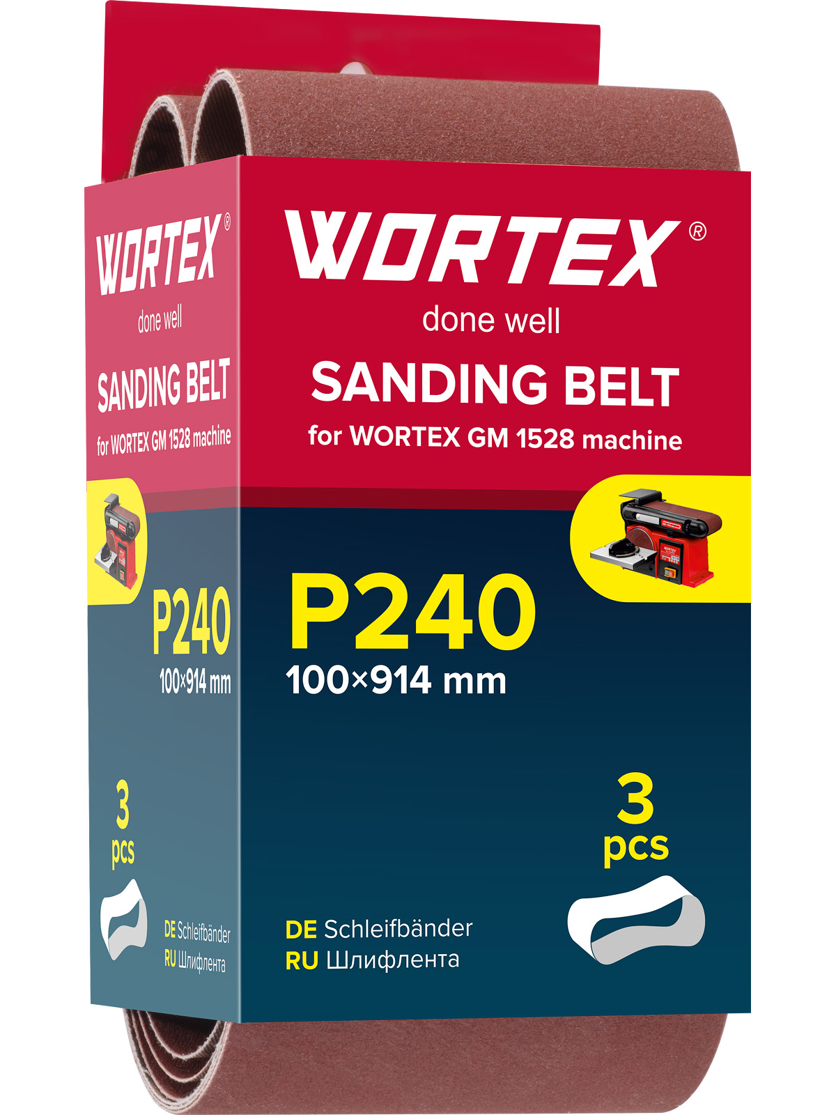 Шлифлента 100×914 мм P240 бесконечная 3 шт. для станка WORTEX GM 1528