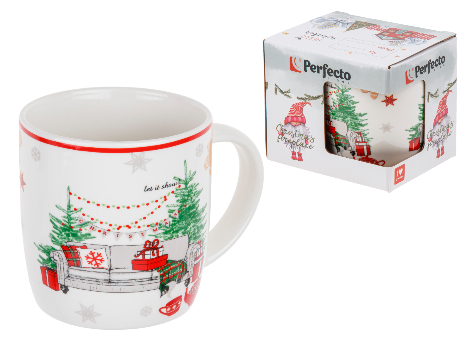 Кружка керамическая, в кор., 360 мл., WINTER TIME-4, PERFECTO LINEA