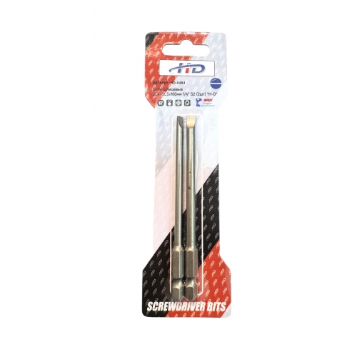 Биты шлицевые SL4+SL5х100мм 1/4" S2 (2шт) "H-D"