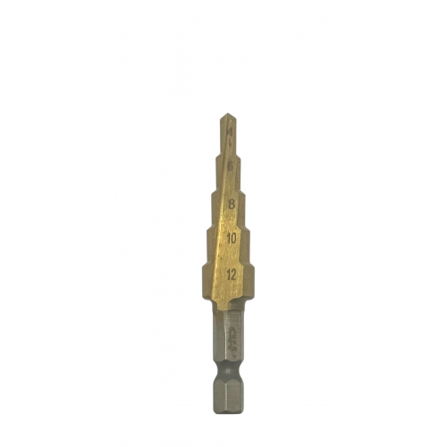 Сверло по металлу ступенчатое 4-12мм с хвостовиком HEX 1/4", HSS 4241 "H-D"