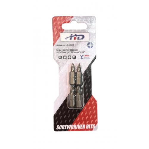 Биты крестообразные PZ0х25мм 1/4" S2 (4шт) "H-D"