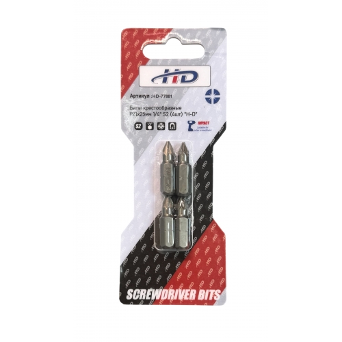 Биты крестообразные PZ1х25мм 1/4" S2 (4шт) "H-D"