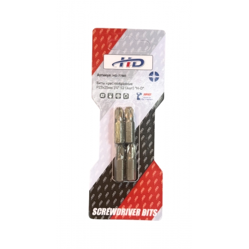Биты крестообразные PZ3х25мм 1/4" S2 (4шт) "H-D"