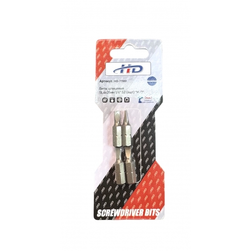 Биты шлицевые SL4х25мм 1/4" S2 (4шт) "H-D"