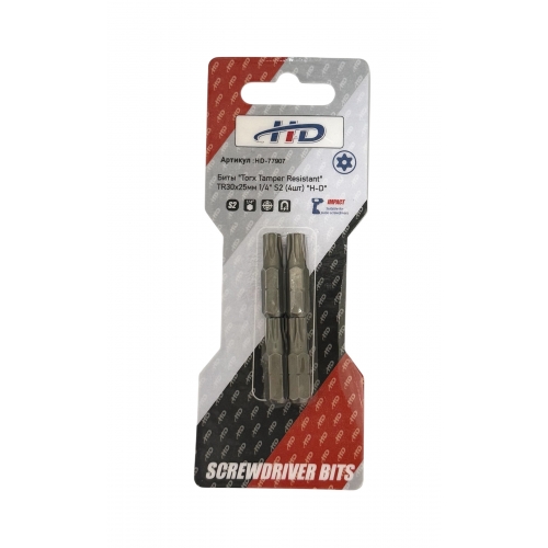 Биты "Torx Tamper Resistant" TR30x25мм 1/4" S2 (4шт) "H-D"
