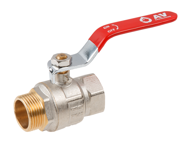 Кран шаровый 1″ нар.-вн. ручка PN40, AV Engineering