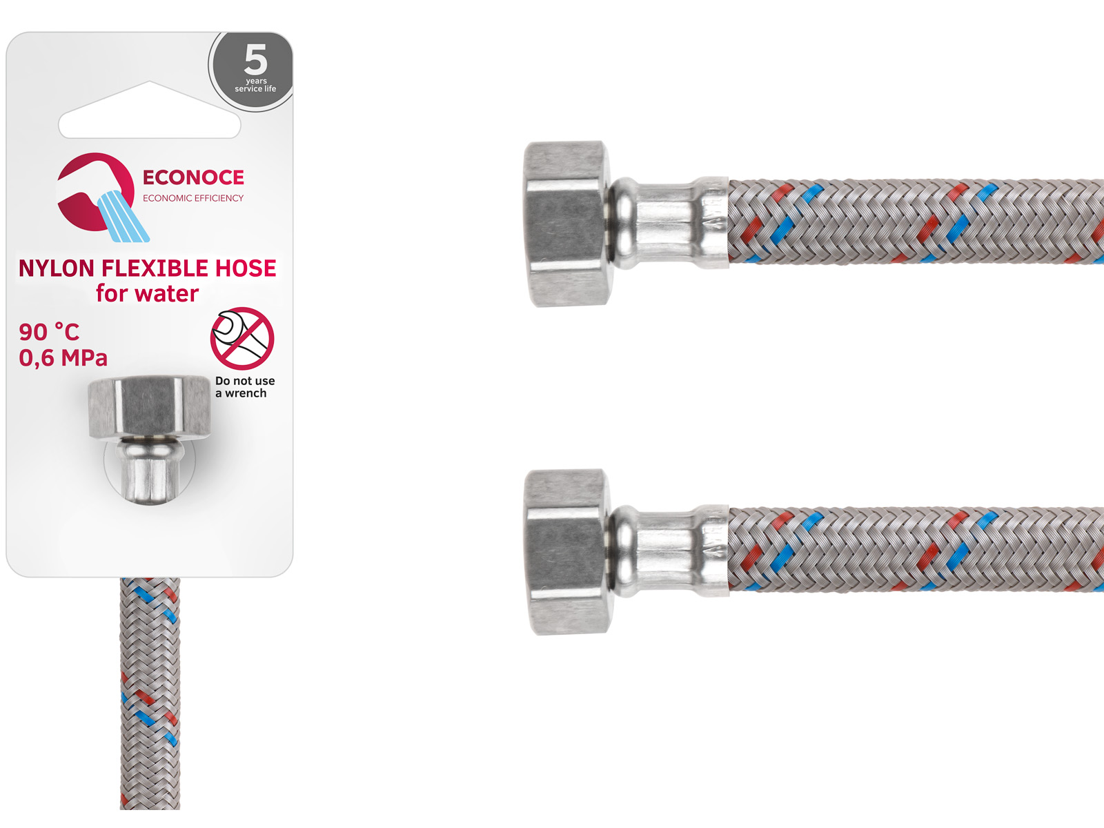 Подводка гибкая, Nylon, гайка 1/2″ — гайка 1/2″ 60 см ECONOCE